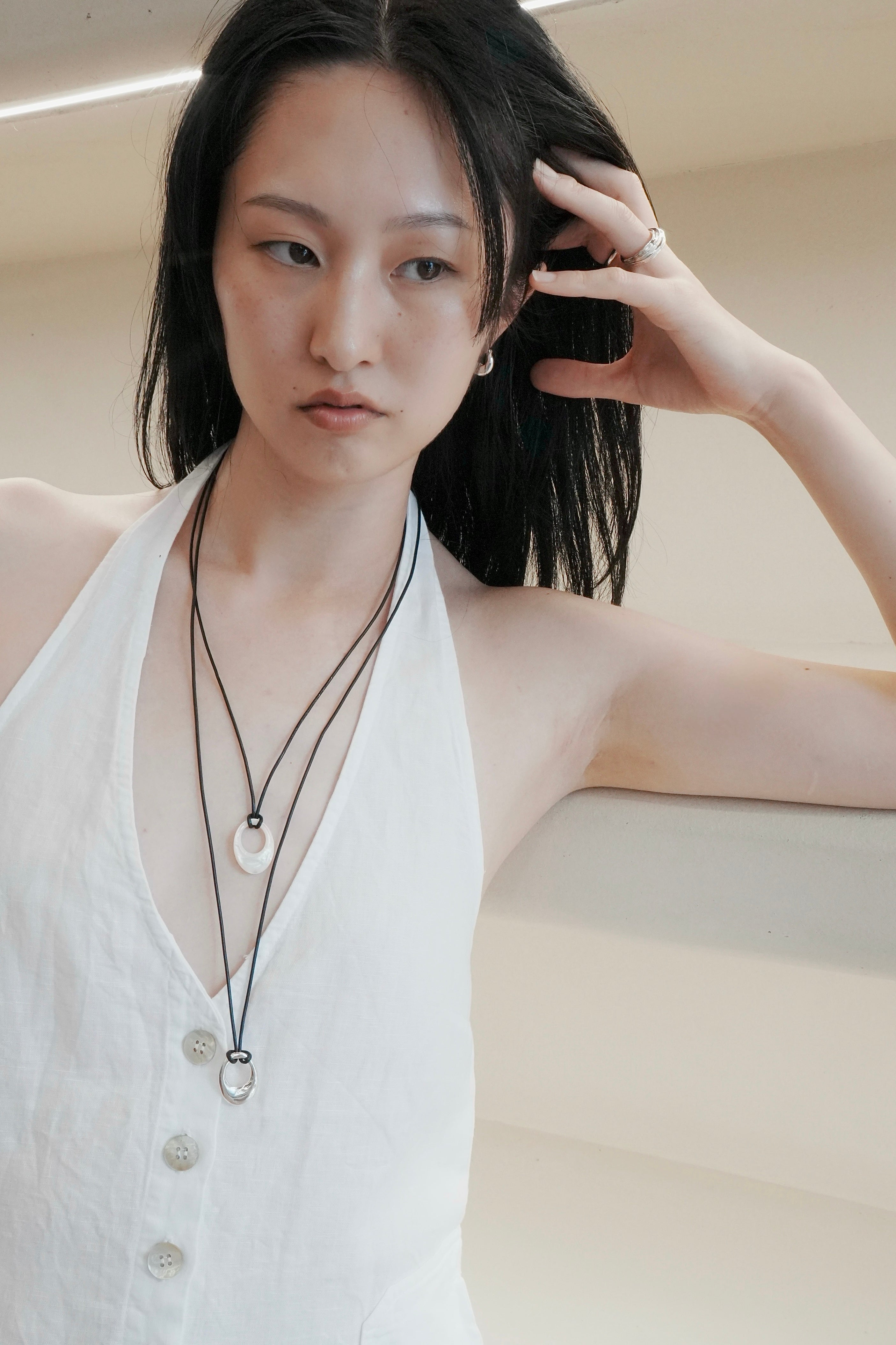 Mistico oval necklace - caw leather