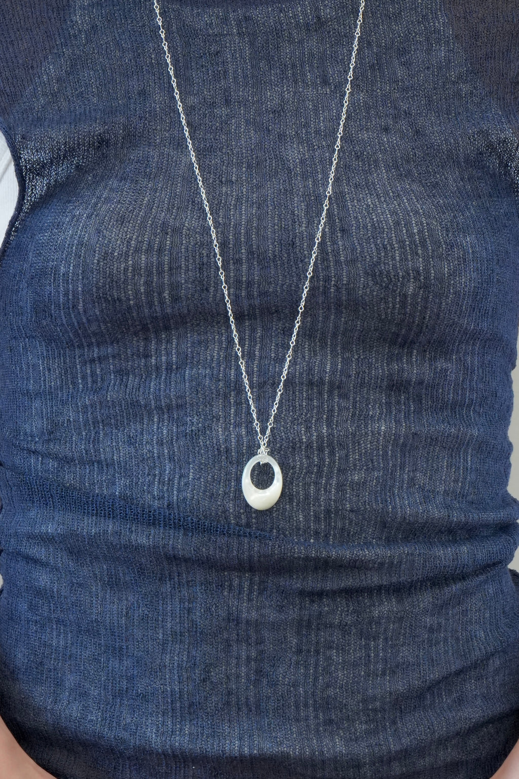 Mistico oval neclace - silver chain